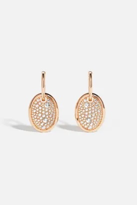 Oval Rose Gold Pavé Hoop Earrings