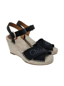 Ankle Strap Wedge Heels Black