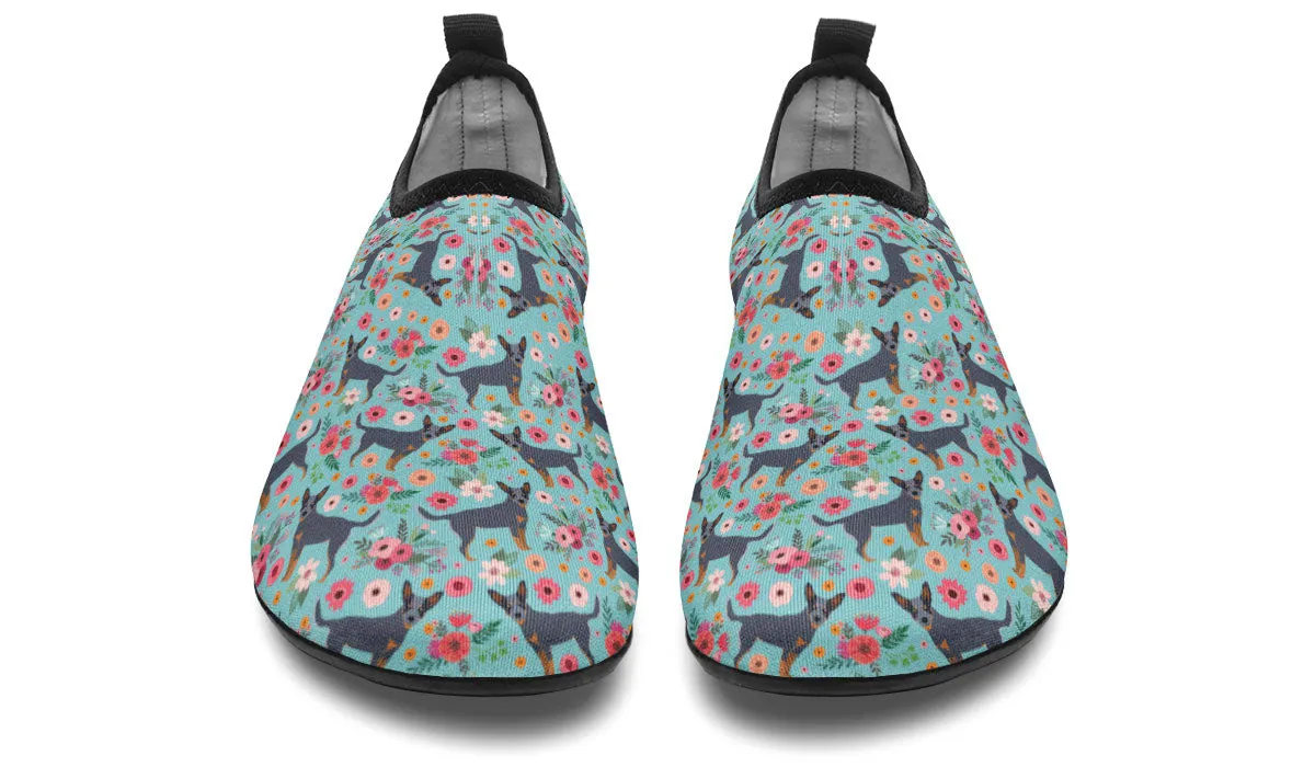 Australian Cattle Dog Flower Aqua Barefoot Shoes