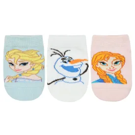 Balenzia x Disney Anti-Skid Lowcut socks for Kids | Disney Frozen Socks for Girls-Elsa, Anna, Olaf (Pack of 3Pairs/1U) (Pink, Blue, White)