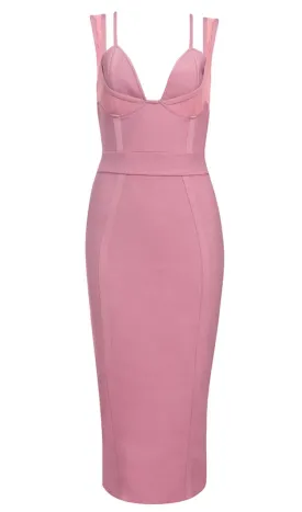 BANDAGE MIDI DRESS IN PINK