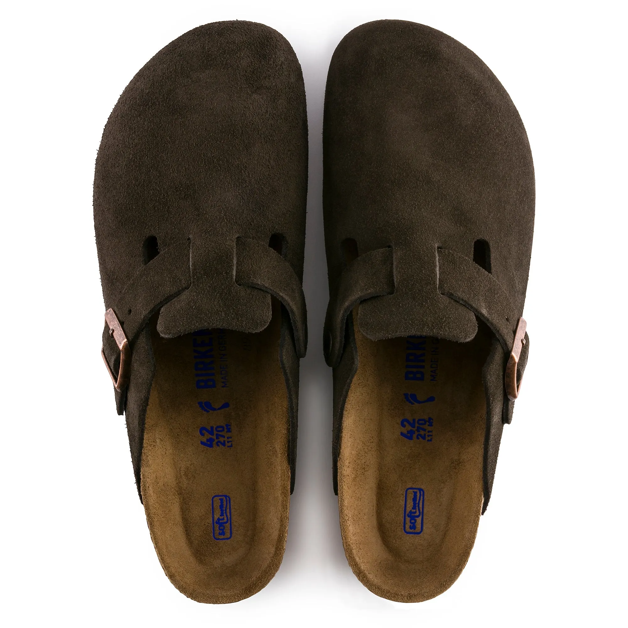 Birkenstock Boston Soft Footbed Suede Leather Color: Mocha (MEDIUM/NARROW WIDTH)