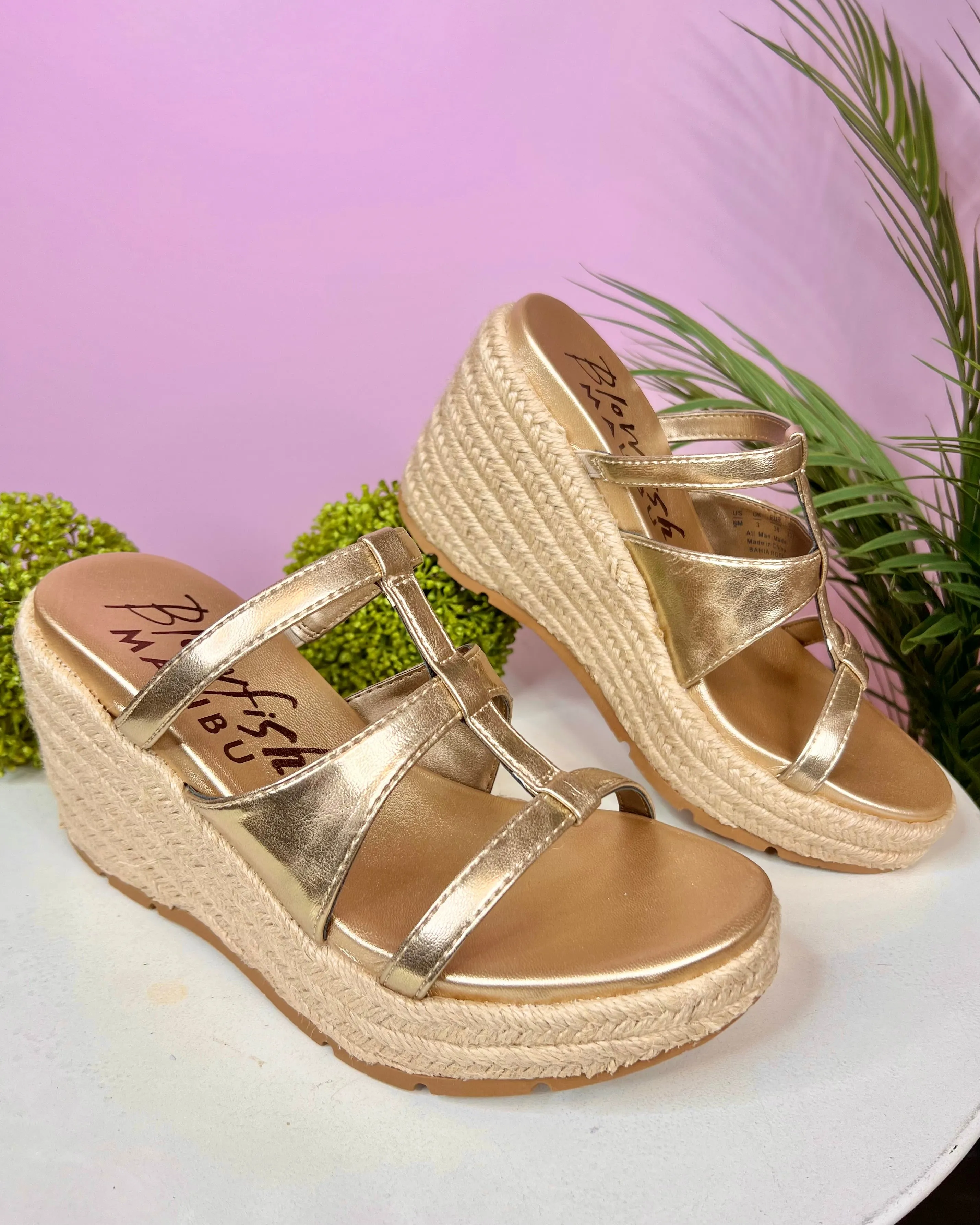 Blowfish Bahia Rope Gold Wedge Sandles