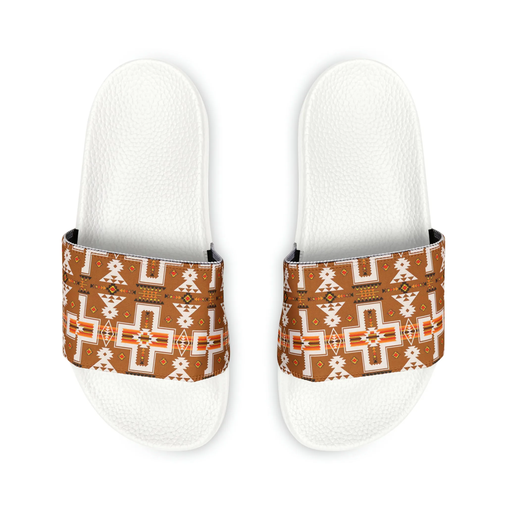 Brown native print Women's PU Slide Sandals