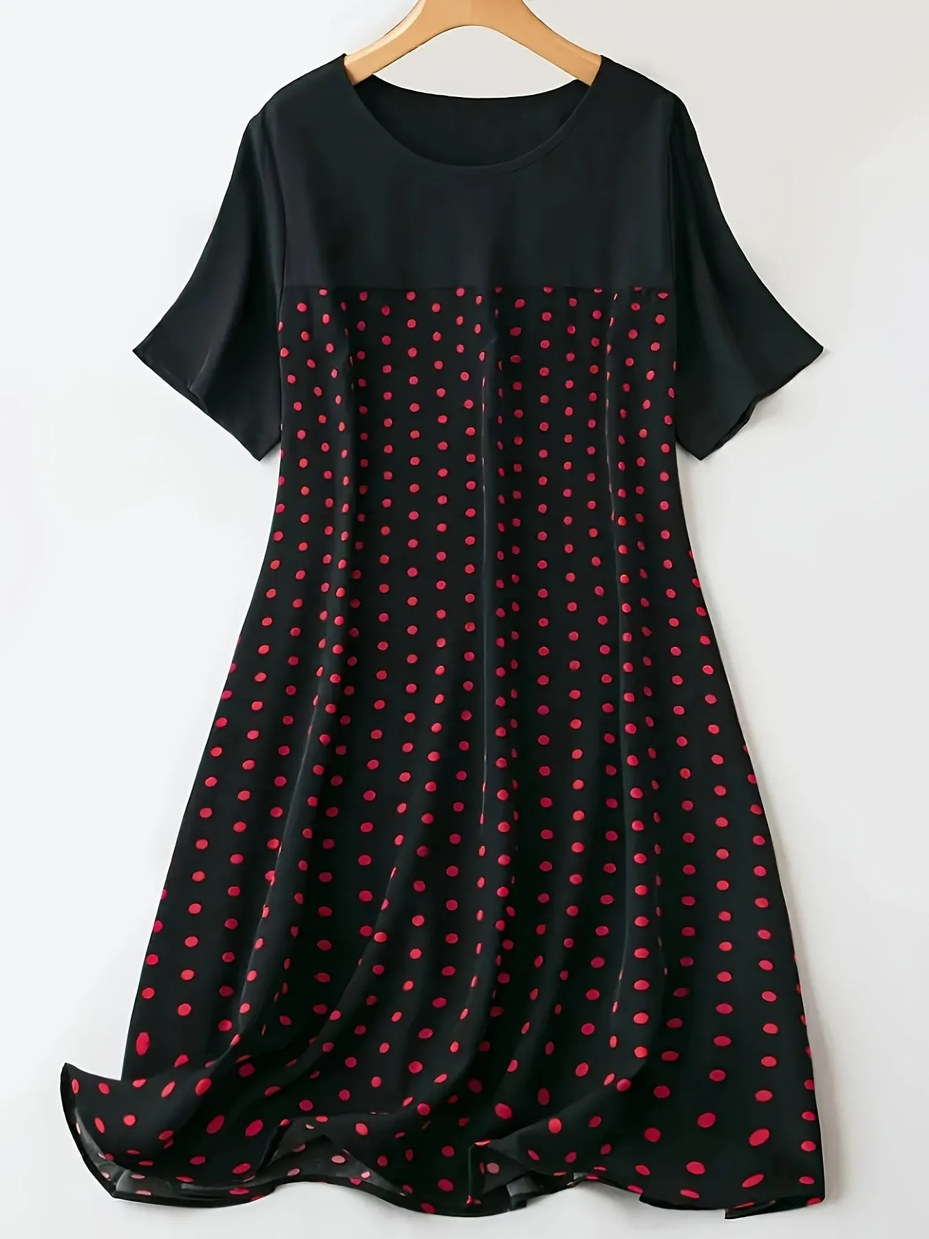 Chic Comfort Plus Size Polka Dot Print Casual Lounge Dress for Women