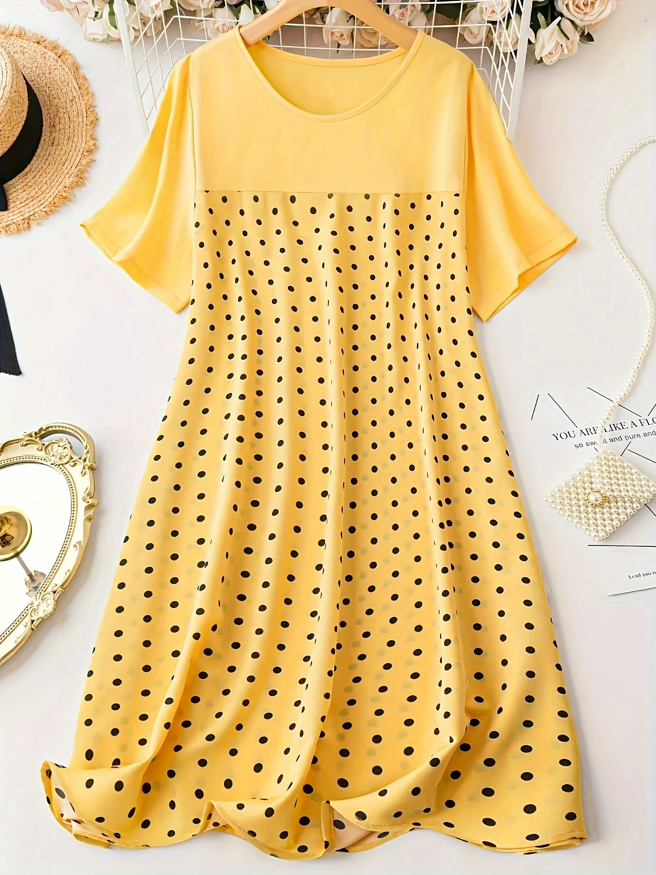 Chic Comfort Plus Size Polka Dot Print Casual Lounge Dress for Women