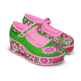 Chocolaticas® Pink Flowers Women's Mary Jane Platform