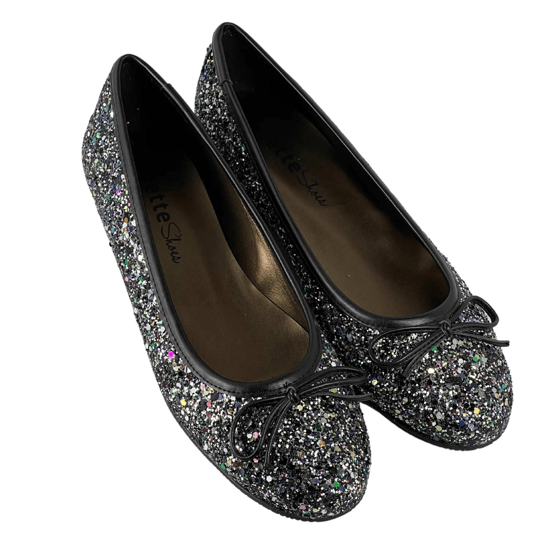 'Colince' vegan ballet flat by Zette Shoes - silver glitter