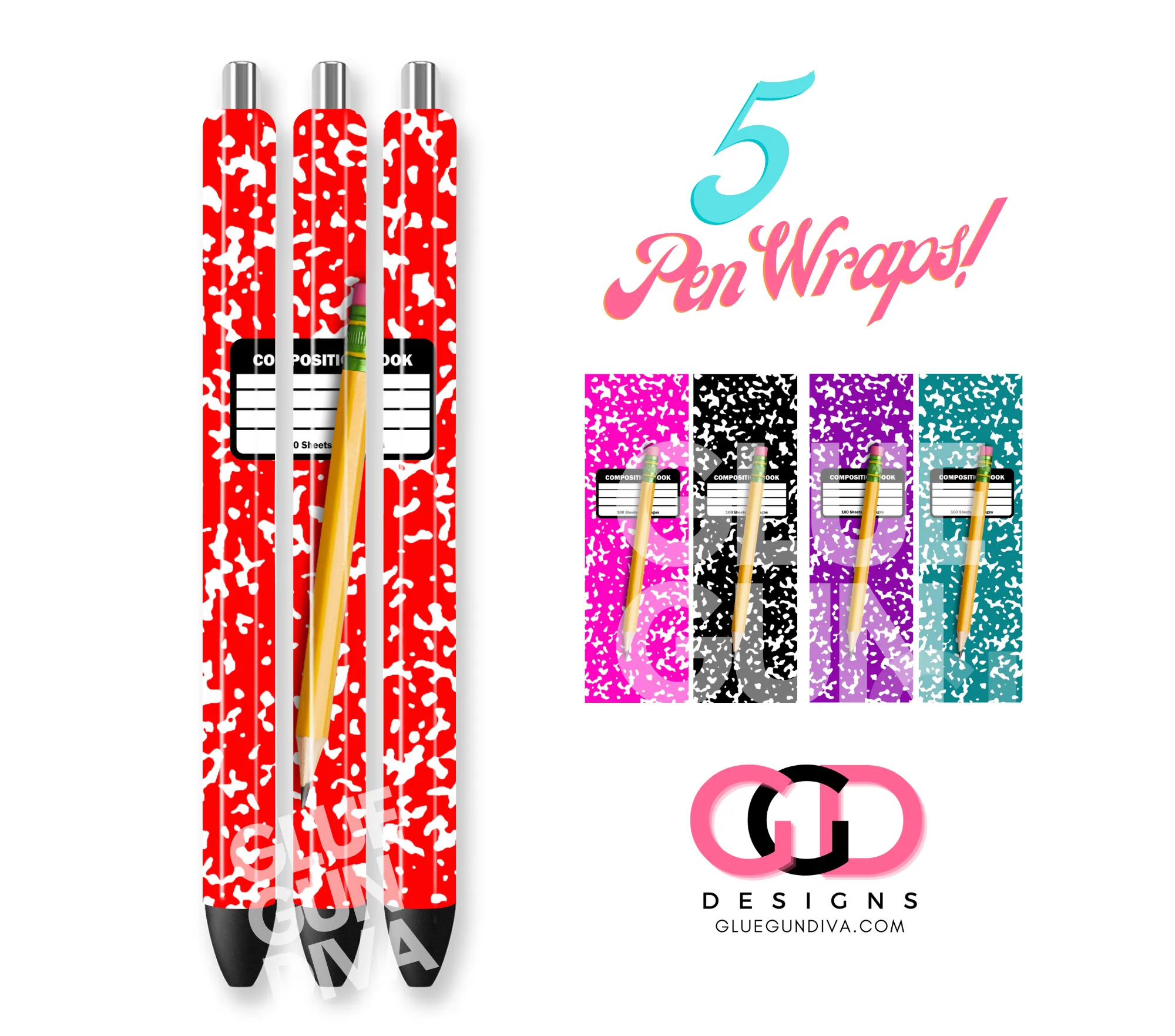 Composition Book and Pencil - Digital Pen wraps