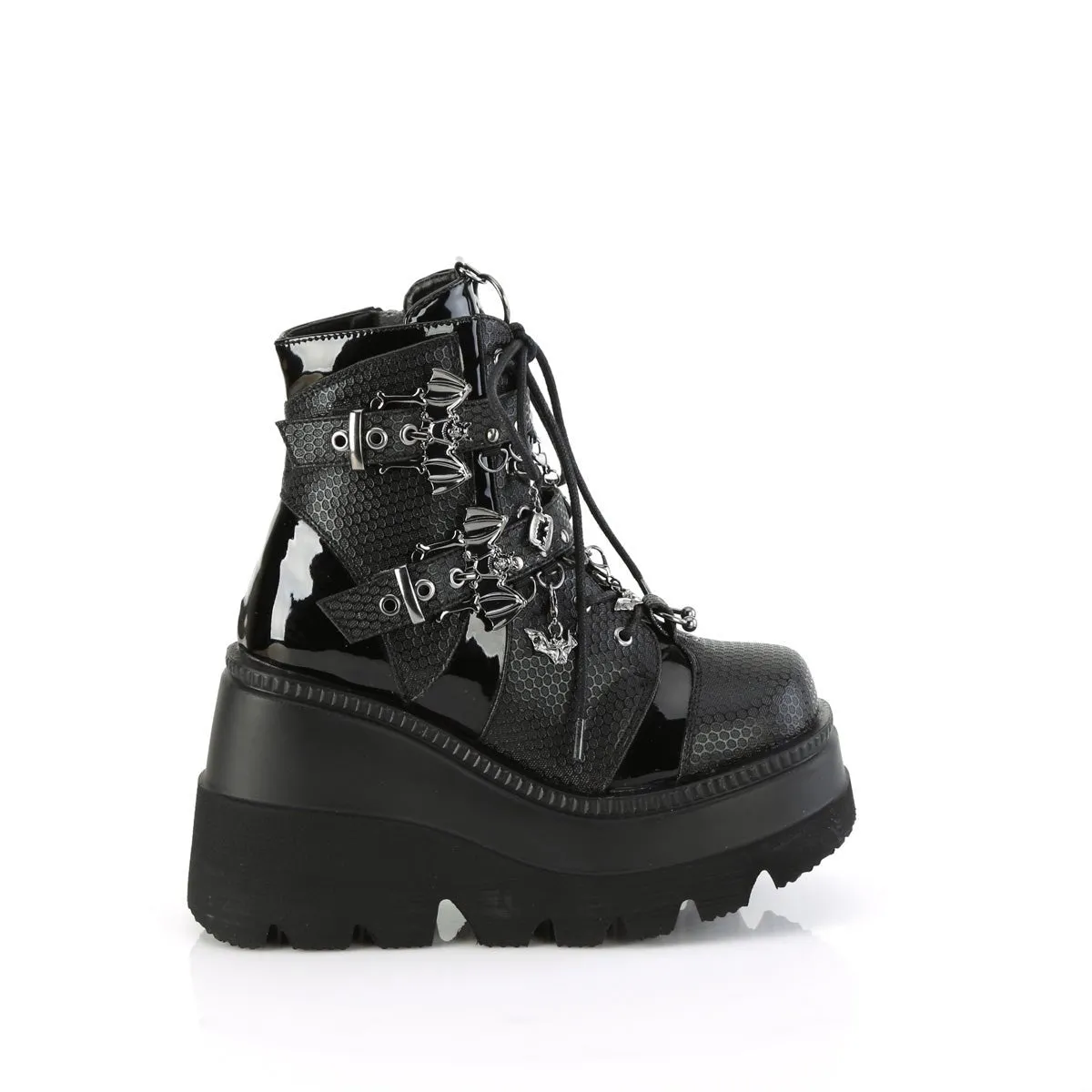 Demonia SHAKER-66 | Black Vegan Leather Ankle Boots