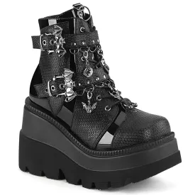 Demonia SHAKER-66 | Black Vegan Leather Ankle Boots