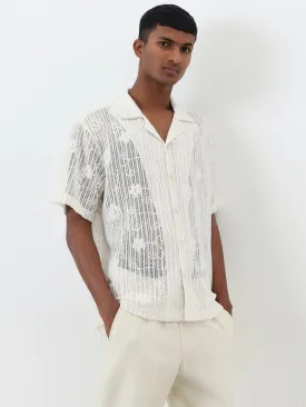 ETA Off-White Floral Embroidered Relaxed-Fit Shirt