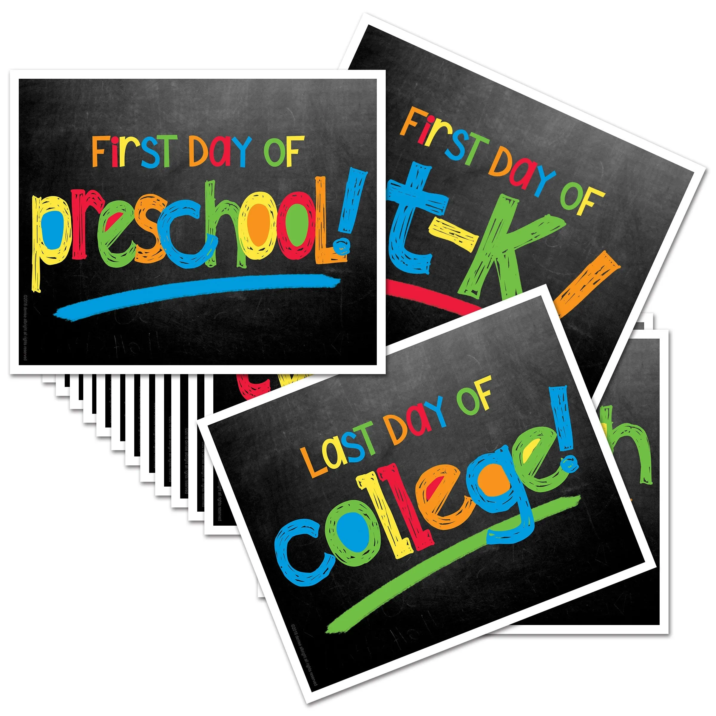 First & Last Day of School Signs | Photo Prop Deck | 17 Grades including T-K | (4) Styles