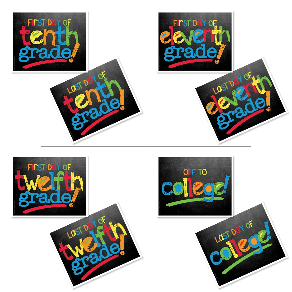 First & Last Day of School Signs | Photo Prop Deck | 17 Grades including T-K | (4) Styles