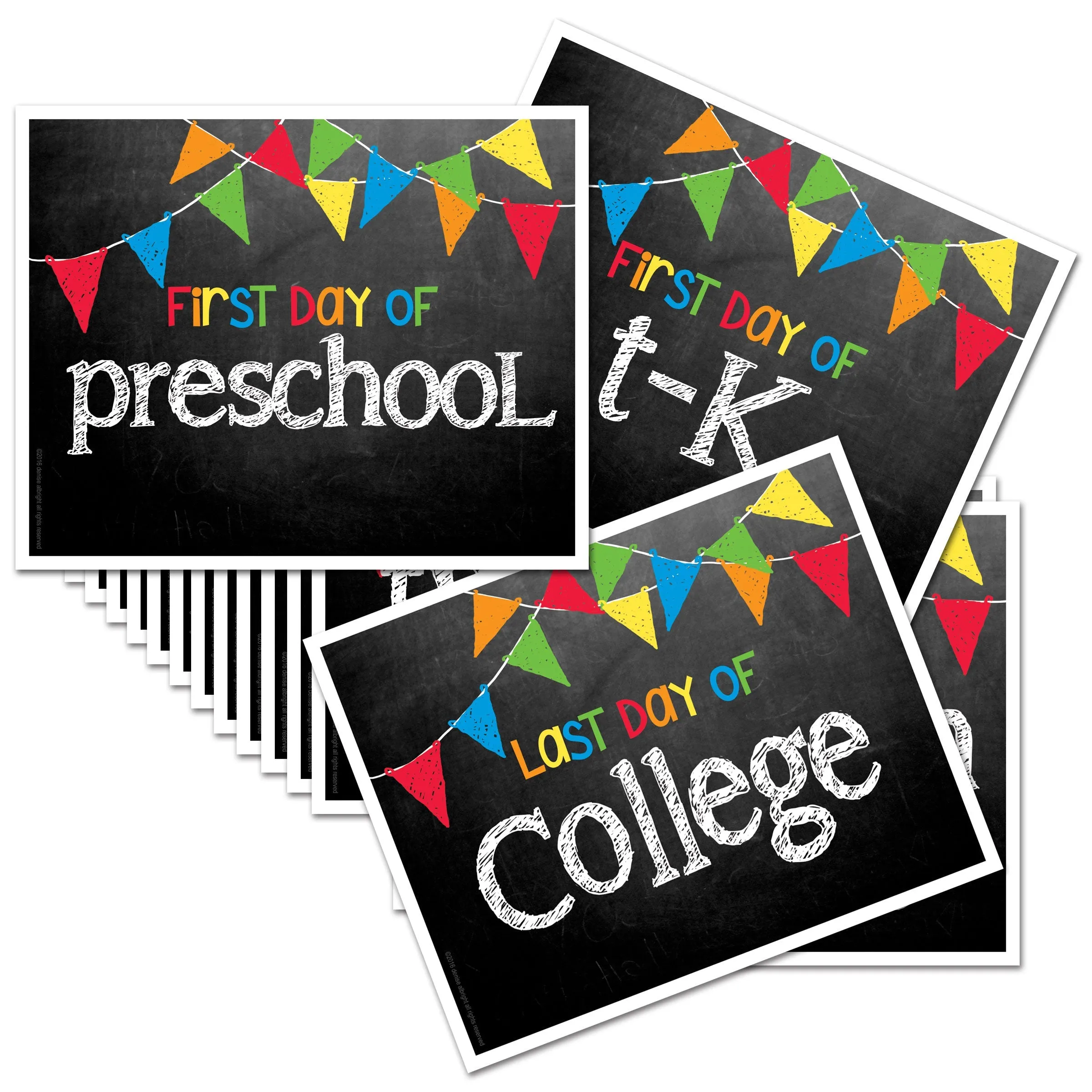 First & Last Day of School Signs | Photo Prop Deck | 17 Grades including T-K | (4) Styles