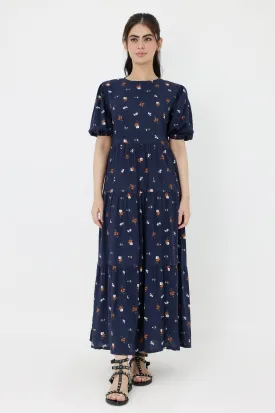 FLORAL FUSION DRESS-BLUE