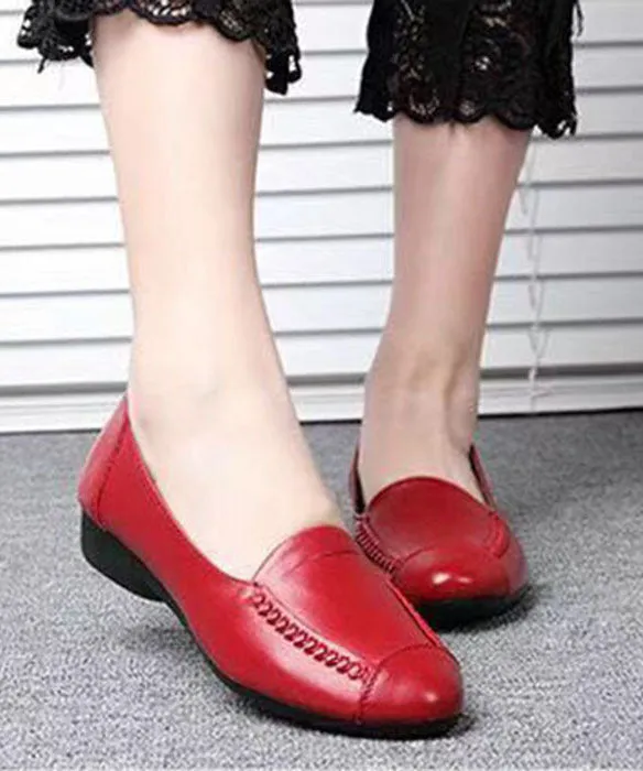 Handmade Red Penny Loafers Cowhide Leather Retro Splicing Penny Loafers LY0168