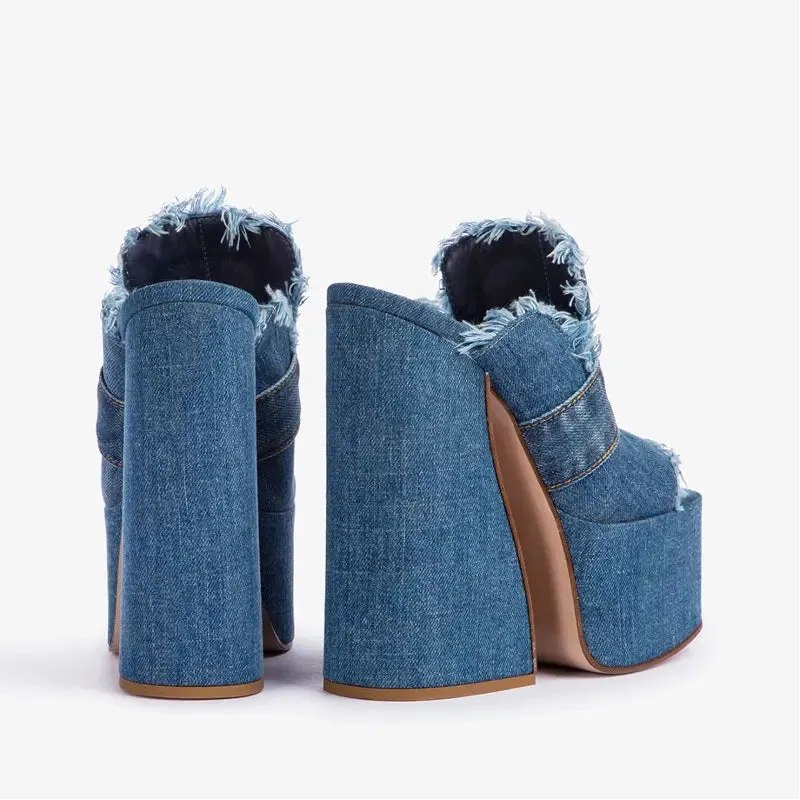 JeanJive Chunky Denim Heels