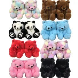 Kids - Slippers - Lovely teddy bear slippers, Warm and plush slippers, one size fits all, Anti-Slip