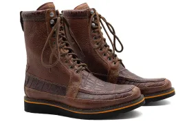 Laverack Genuine Crocodile with Bison Trim Field Boots - Chestnut