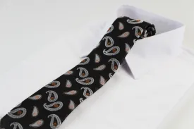 Mens Black Floating Paisley Patterned 8cm Neck Tie