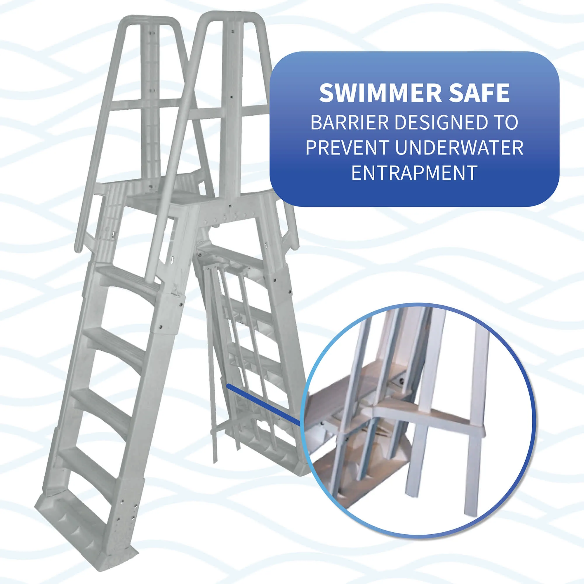 Premium A-Frame Above Ground Pool Ladder - Gray