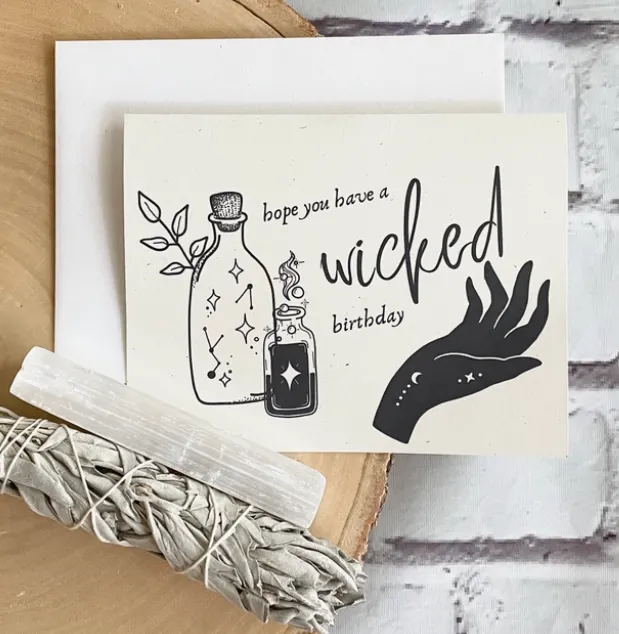 "Hope you have a wicked birthday" Recycled Material Greeting Card