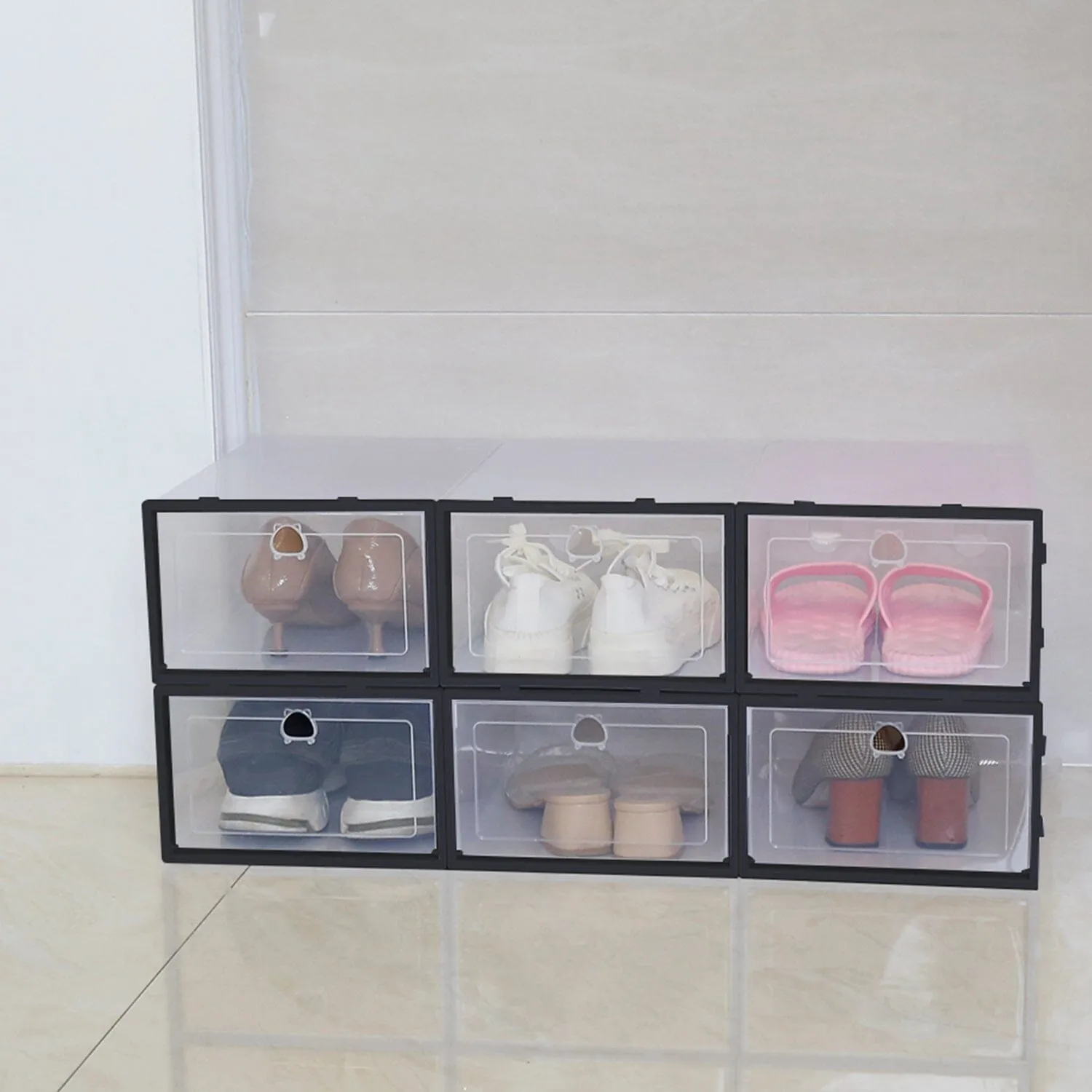 Stackable Shoe Storage Bin Transparent Dustproof