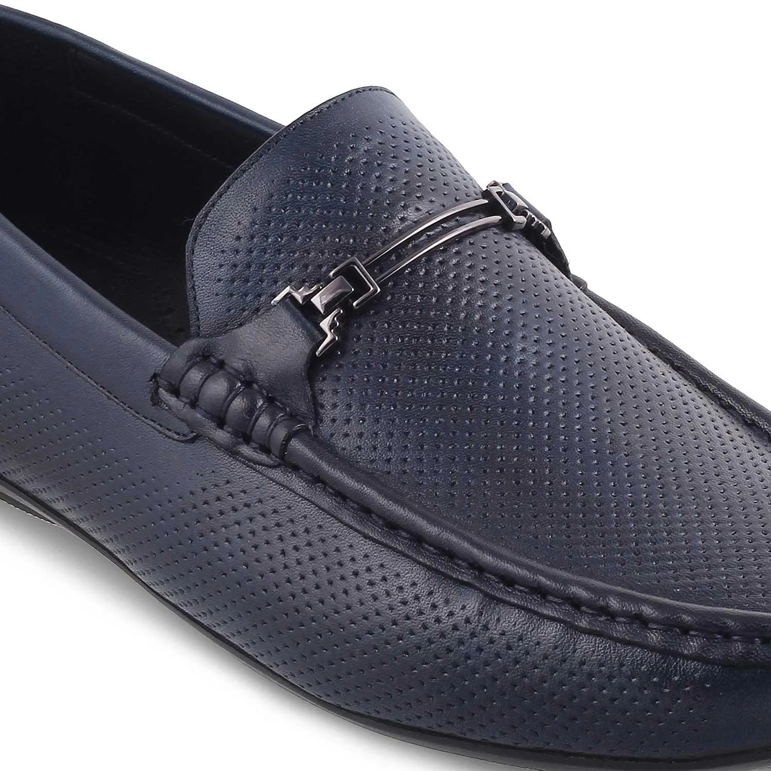 The Open-2 Blue Men's Leather Loafers Tresmode