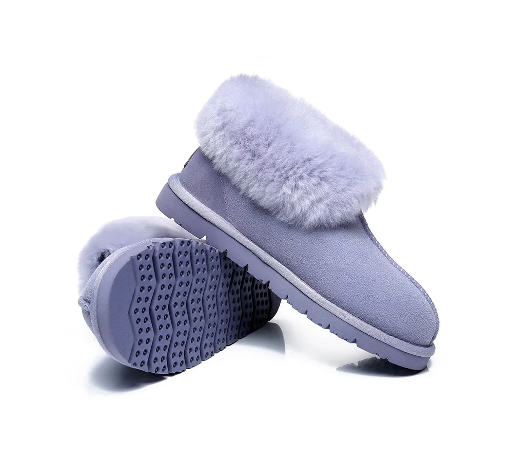 UGG Slippers Sheepskin Wool Collar Ankle Booties Mallow