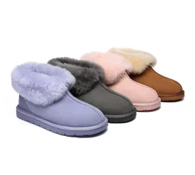 UGG Slippers Sheepskin Wool Collar Ankle Booties Mallow