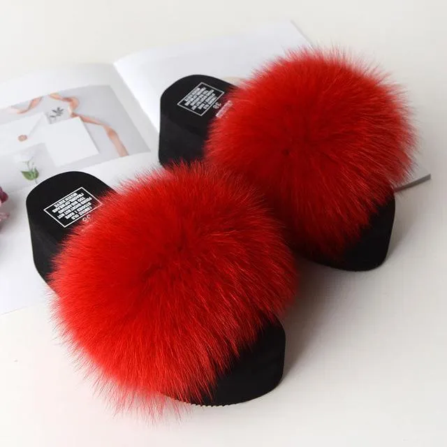 Women's Cute Plush Fox Fur Fluffy Slippers (25 Colors)