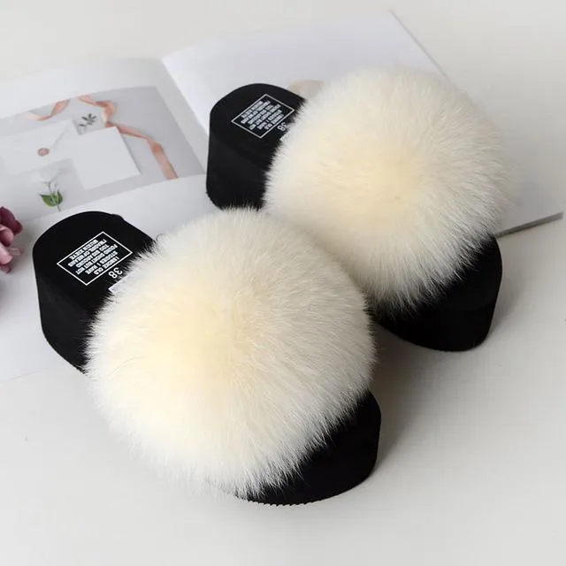 Women's Cute Plush Fox Fur Fluffy Slippers (25 Colors)