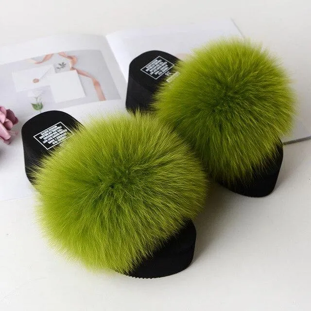 Women's Cute Plush Fox Fur Fluffy Slippers (25 Colors)