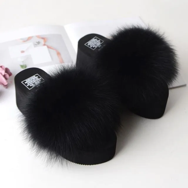 Women's Cute Plush Fox Fur Fluffy Slippers (25 Colors)