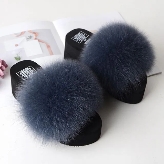 Women's Cute Plush Fox Fur Fluffy Slippers (25 Colors)