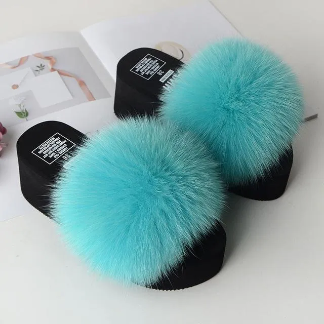 Women's Cute Plush Fox Fur Fluffy Slippers (25 Colors)