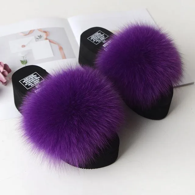 Women's Cute Plush Fox Fur Fluffy Slippers (25 Colors)